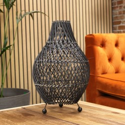 Black Wicker Table Lamp - 39x24cm