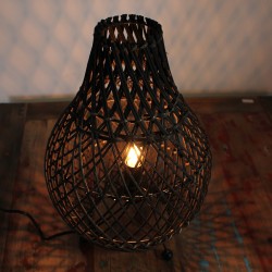 Black Wicker Table Lamp - 39x24cm