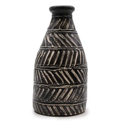 Vase en Céramique avec Motif Grec Chocolat 32x15cm