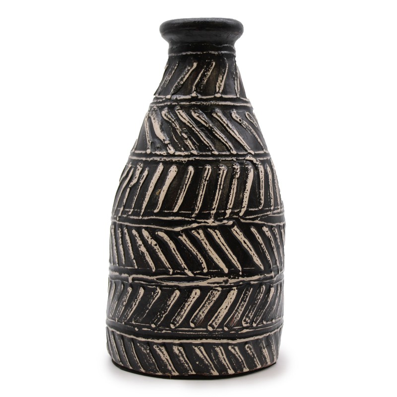 Ceramic Vase with Greek Chocolate Motif 32x15cm-BALI CERAMIC VASES-HOSTENATURA