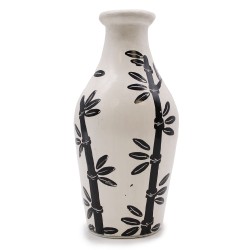 Ceramic Vase with Bamboo Motif - Natural - 32x15cm