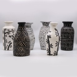 Wazon ceramiczny z motywem bambusa - naturalny - 32x15cm.