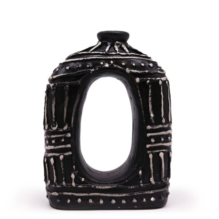 Vase Ovale en Céramique en forme de beignet - Couleur Chocolat 23cm
