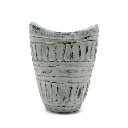 Ceramic vase with a wide neck shape in Cream color, 22cm.