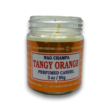 Vela Tarro Naranja Picante Nag Champa Satya Tangy Orange - 85gr. - 24 horas duración