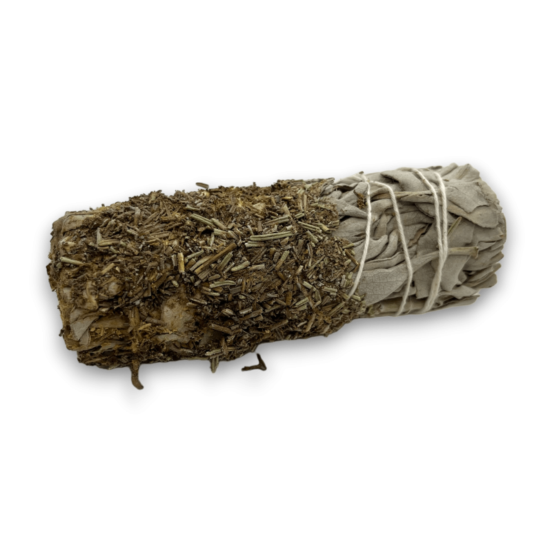 White Sage and Rosemary bundled together - Handcrafted Eco-Artisan Breaded Bundle - Good Vibrations and Clearing of Negative Ene-TIED-HOSTENATURA