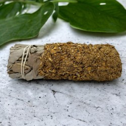 Paquete de DIP de salvia branca con flor de laranxa - Paquete rebozado eco-artesanal - Limpeza enerxética, atrae a paz e a harmo