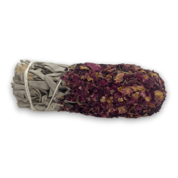 DIP White Sage Bundle with Rose - Eco-Artisanal Battered Bundle - Protect and Purify Love