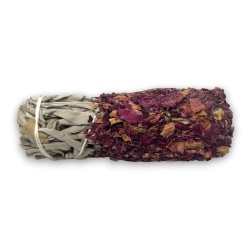 DIP White Sage Bundle with Rose - Eco-Artisanal Battered Bundle - Protect and Purify Love