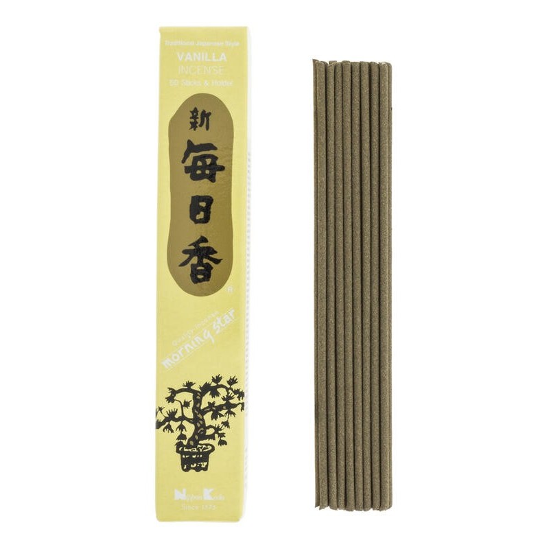 Incenso giapponese Morning Star alla vaniglia di Nippon Kodo (20g) 50 bastoncini + brucia incenso.-INCENSI GIAPPONESI-HOSTENATURA