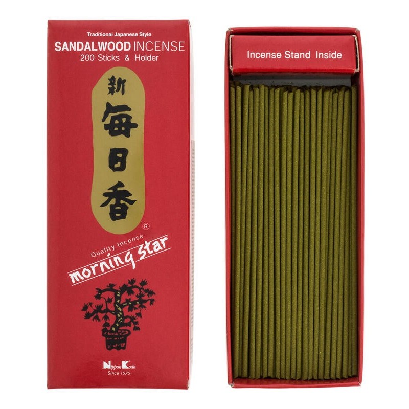 Encens Japonais Morning Star Santal Sandalwood Nippon Kodo 200 bâtonnets + porte-encens - Grand Pack-ENCENS JAPONAIS-HOSTENATURA