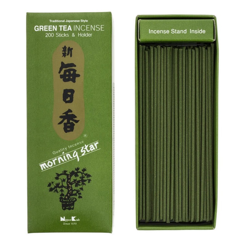 Incenso giapponese Morning Star Tè Verde Green Tea Nippon Kodo 200 bastoncini + brucia incenso - Pacco Grande-INCENSI GIAPPONESI-HOSTENATURA