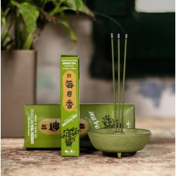 Incenso Japonês Morning Star Chá Verde Chá Verde Nippon Kodo 200 palitos + incensário - Pacote Grande