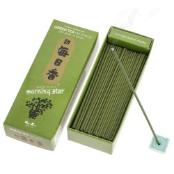 Incenso Japonês Morning Star Chá Verde Chá Verde Nippon Kodo 200 palitos + incensário - Pacote Grande