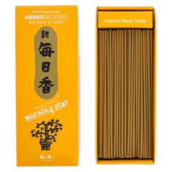 Encens Japonais Morning Star Ambre Amber Nippon Kodo 200 bâtonnets + porte-encens - Grand Pack