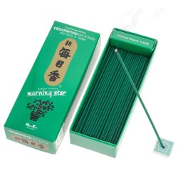 Japanese Incense Morning Star Cedarwood Nippon Kodo 200 sticks + incense holder - Large Package