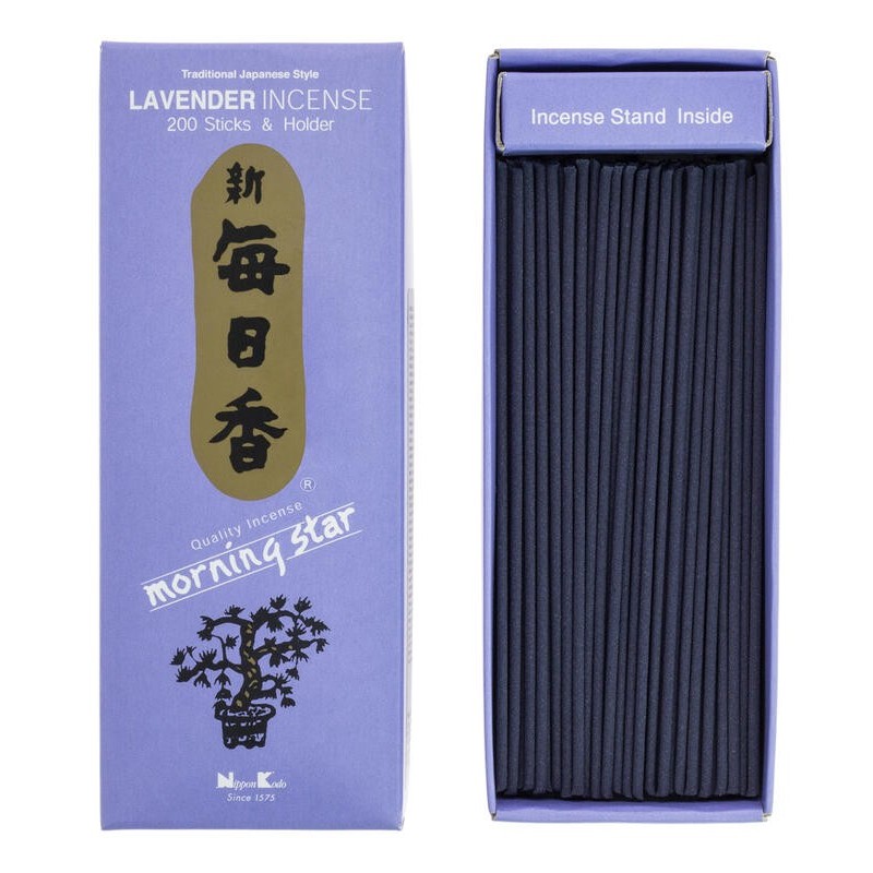 Incenso giapponese Morning Star Lavanda di Nippon Kodo 200 bastoncini + brucia incenso - Pacco Grande-INCENSI GIAPPONESI-HOSTENATURA