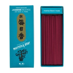 Japanische Räucherstäbchen Morning Star Jasmin von Nippon Kodo, 200 Stäbchen + Räucherstäbchenhalter – Großpackung