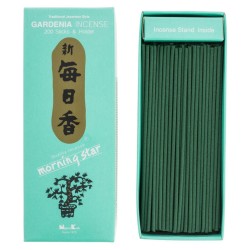 Encens Japonais Morning Star Gardenia Nippon Kodo 200 bâtonnets + porte-encens - Grand paquet