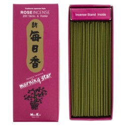 Incenso giapponese Morning Star Rosa Rose Nippon Kodo 200 bastoncini + incensiere - Confezione grande