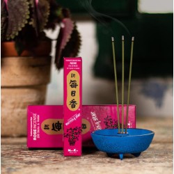 Incienso Japonés Morning Star Rosa Rose Nippon Kodo 200 barritas + incensario - Paquete Grande