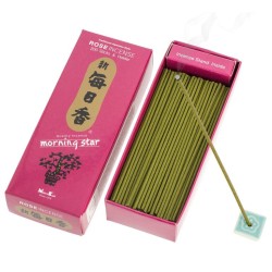 Incenso Japonês Morning Star Rosa Rose Nippon Kodo 200 palitos + incensário - Pacote Grande