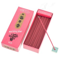 Incenso giapponese Morning Star Lotus Lotus Nippon Kodo 200 bastoncini + incensiere - Confezione grande