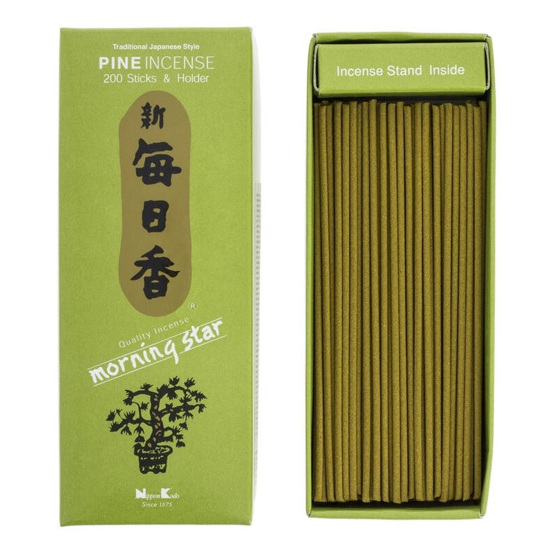 Encens japonais Morning Star Pin Nippon Kodo 200 bâtonnets + porte-encens - Grand pack-ENCENS JAPONAIS-HOSTENATURA