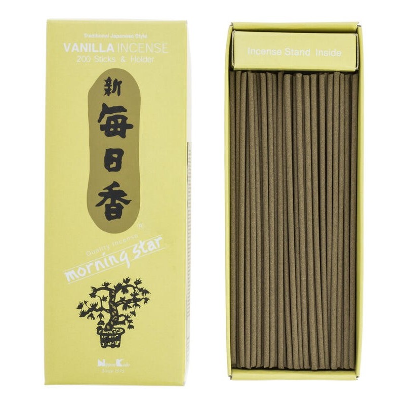 Incenso giapponese Morning Star alla vaniglia Nippon Kodo 200 stick + portaincenso - Pacchetto Grande-INCENSI GIAPPONESI-HOSTENATURA