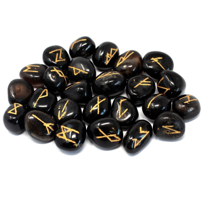 Indian Black Onyx Rune Set-RUNE OF INDIA-HOSTENATURA