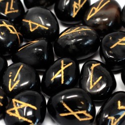 Jeu de Runes de l'Inde Onyx noir