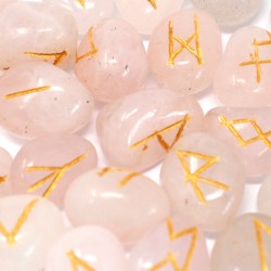 Jeu de Runes de l'Inde en Quartz Rose