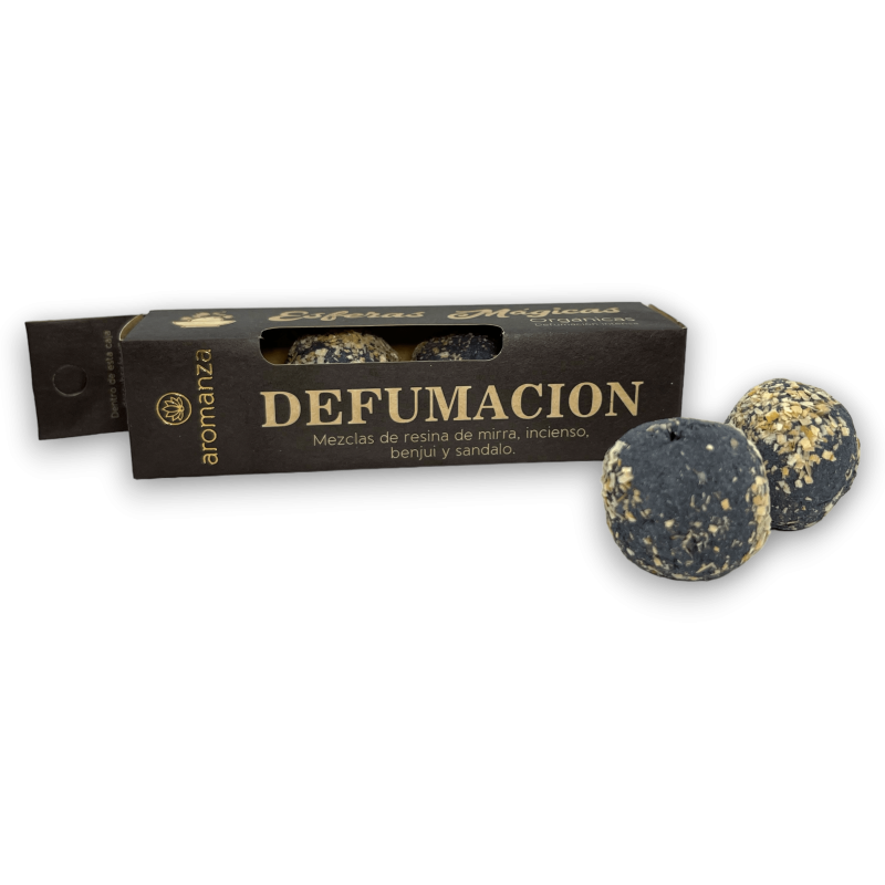 AROMANZA Defumation Magic Spheres - Iluminarte Argentina - 4 bulbos de defumación Resinas de Mirra, Incienso, Benjuí e Sándalo.-Caixa Aromanza de Esferas Máxicas-HOSTENATURA