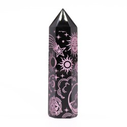 Puntos de obsidiana negra (aprox. 60-70 g, 9 cm) - Mystic Story - Rosa