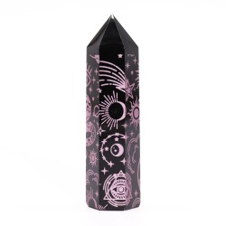 Black Obsidian Tips (approx. 60-70 g, 9 cm) - Mystic Story - Pink