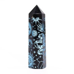 Puntos de obsidiana negra (aprox. 60-70 g, 9 cm) - Mystic Story - Sky Blue