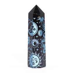 Puncte obsidiane negre (aprox. 60-70 g, 9 cm) - Mystic Story - Sky Blue