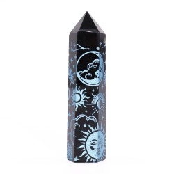 Pontas de Obsidiana Negra (aprox. 60-70 g, 9 cm) - Mystic Story - Azul Céu