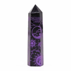 Czarne Obsydianowe Punkty (ok. 60-70g, 9cm) - Mystic Story - Deep Purple