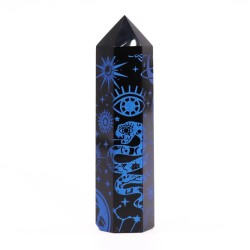 Zwarte obsidiaanpunten (ca. 60-70 g, 9 cm) - Mystic Story - Middernachtblauw