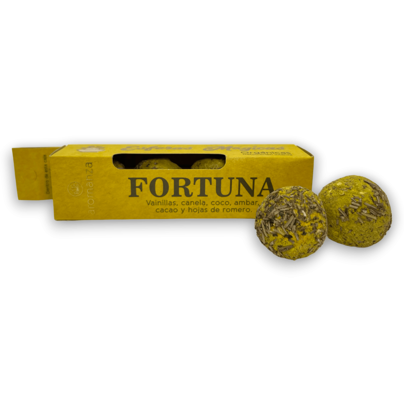 Esferas Mágicas Fortuna AROMANZA - Iluminarte Argentina - 4 bulbos de defumação Baunilha, Canela, Coco, Âmbar, Cacau e Alecrim-Caixa Aromanza de Esferas Mágicas-HOSTENATURA