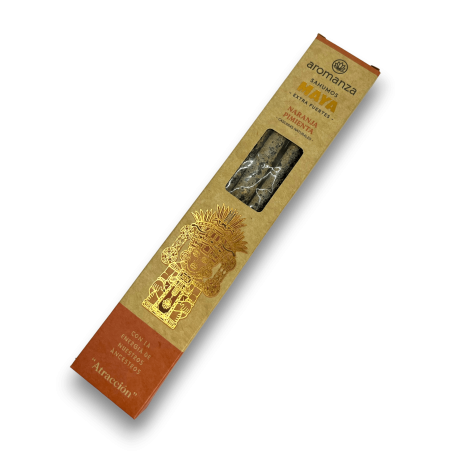 Sahumos Maya Naranja Pimienta Atracción Aromanza Inciensos - Iluminarte Argentina - 3 barritas extra Grandes / Fuertes