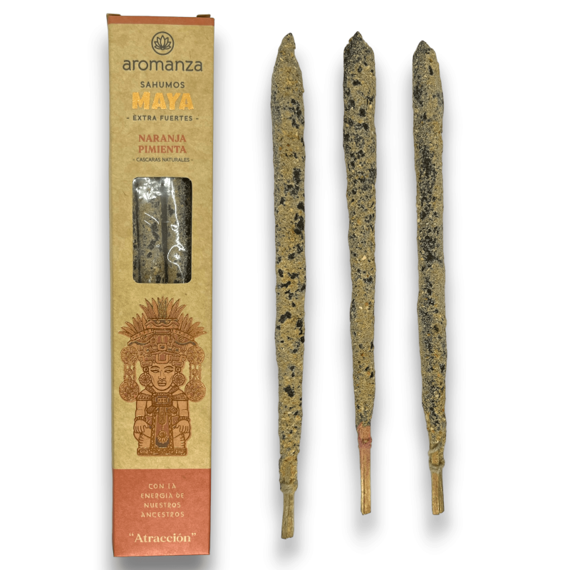 Maya Sahumos Orange Pepper Attraction Aromanza Incense - Iluminarte Argentina - 3 extra large / strong bars-Extra Large Maya Incense Sticks Aromanza Incense Argentina-HOSTENATURA