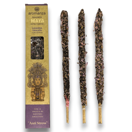 Sahumos Maya Lavanda Violeta Anti Stress Aromanza Encens - Il·luminar-te Argentina - 3 barretes extra Grans / Forts