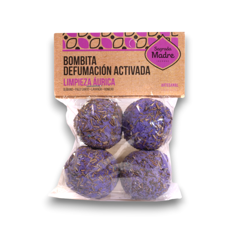 Bolsita Bombitas Limpieza Áurica Sagrada Madre - Defumación Activada Olíbano, Palo Santo, Lavanda y Romero - 4 unidades-BOMBS 4X ACTIVATED DEFUMING BAG SAGRADA MADRE-HOSTENATURA