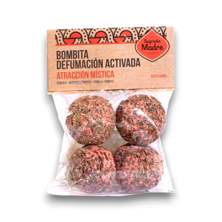 Bolsita Bombitas Atracción Mística Sagrada Madre - Defumación Activada Sándalo, Naranja, Pimienta, Canela y Romero - 4 unidades