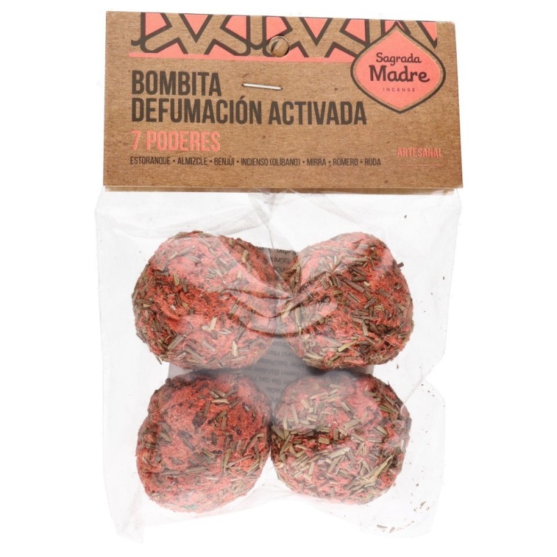 Bolsita Bombitas 7 Poderes Sagrada Madre - Defumación Estoraque, Almizcle, Benjuí, Incienso, Mirra, Romero y Ruda - 4uni.-BOMBITAS 4X BOLSITA DEFUMACION ACTIVADA SAGRADA MADRE-HOSTENATURA