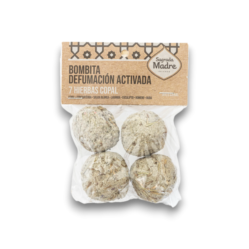 Bombitas 7 Herbs Copal Sagrada Madre Bag - Copal Smoking, Yerba, White Sage, Lavender, Eucalyptus, Rosemary and Rue - 4u-BOMBS 4X ACTIVATED DEFUMMING SAGRADA MADRE-HOSTENATURA