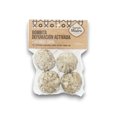 Bosseta Bombetes 7 Herbes Copal Sagrada Mare - Defumació Copal, Herba, Sàlvia Blanca, Lavanda, Eucaliptus, Romero i Ruda - 4u