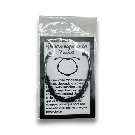 Pulsera 7 Nudos Cuerda Negra - HOSTENATURA Protección contra la energía negativa
